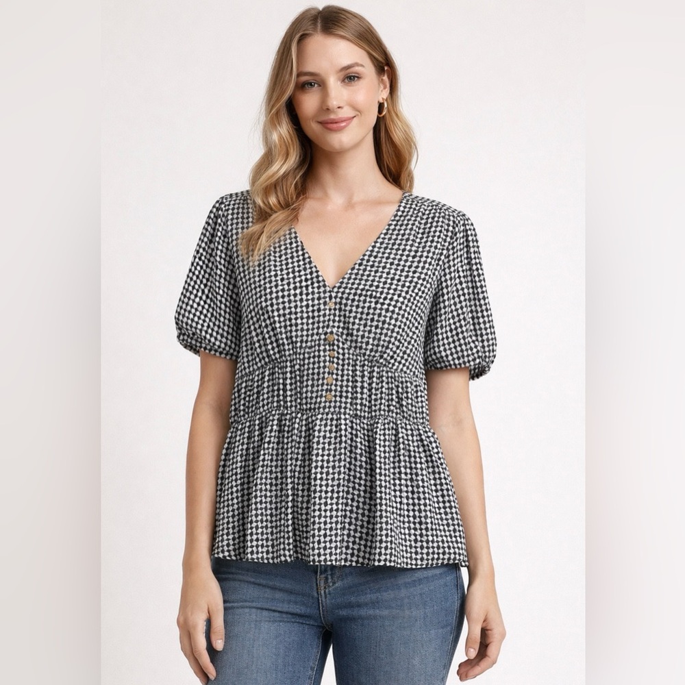 Michael Kors Geometric Black and White Top